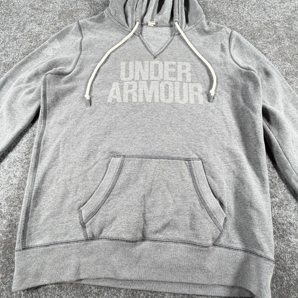 Under Armour Pullover Hoodie Womens M‎ Gray Fleece Logo Loose Fit Outdoor